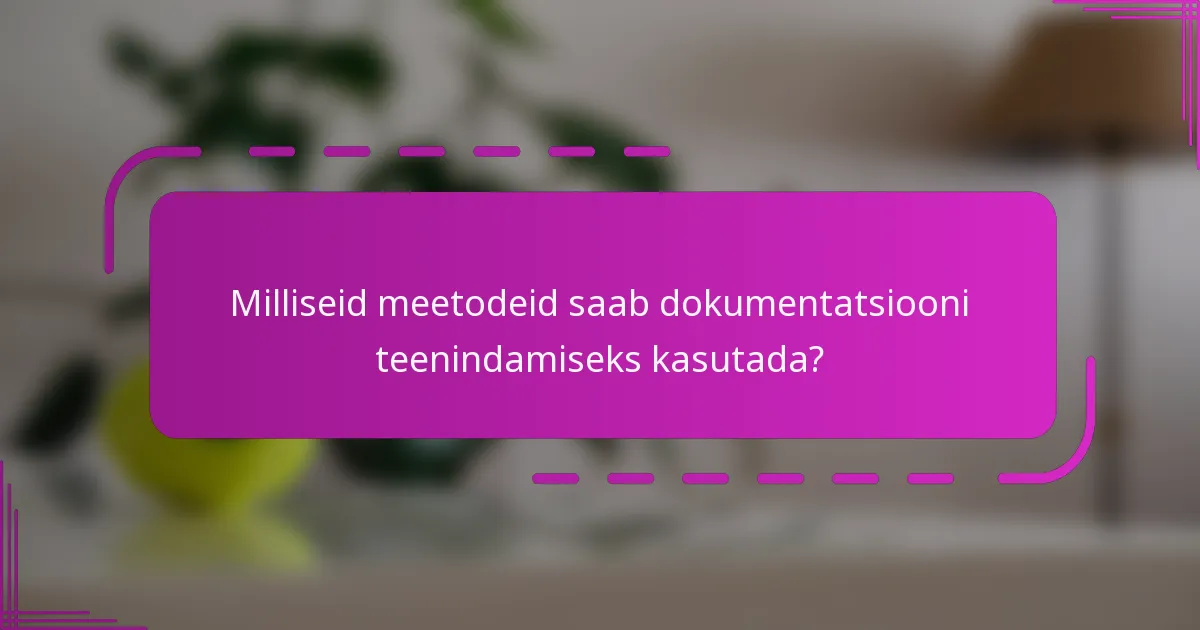 Milliseid meetodeid saab dokumentatsiooni teenindamiseks kasutada?